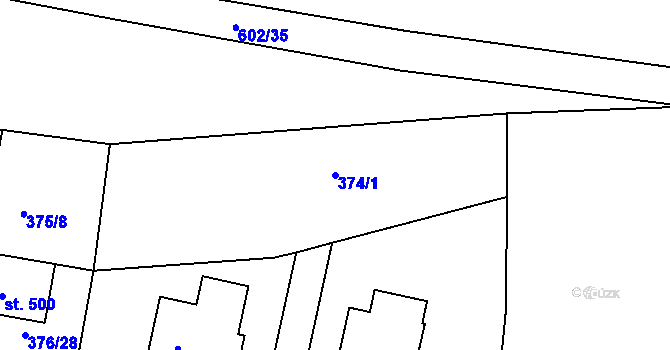 Parcela st. 374/1 v KÚ Horoušany, Katastrální mapa