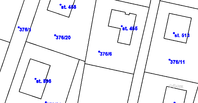 Parcela st. 376/6 v KÚ Horoušany, Katastrální mapa