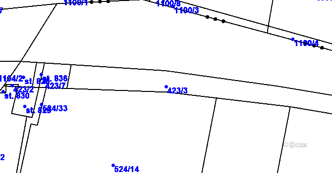 Parcela st. 423/3 v KÚ Horoušany, Katastrální mapa