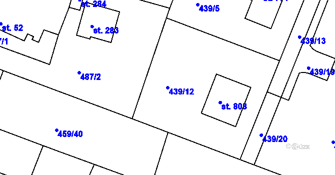 Parcela st. 439/12 v KÚ Horoušany, Katastrální mapa