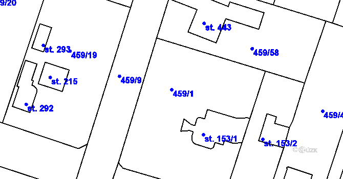 Parcela st. 459/1 v KÚ Horoušany, Katastrální mapa