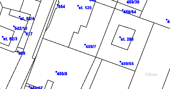 Parcela st. 459/7 v KÚ Horoušany, Katastrální mapa