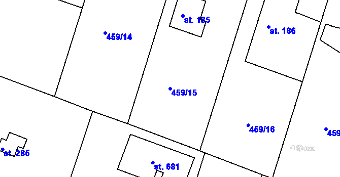 Parcela st. 459/15 v KÚ Horoušany, Katastrální mapa