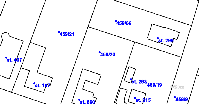 Parcela st. 459/20 v KÚ Horoušany, Katastrální mapa