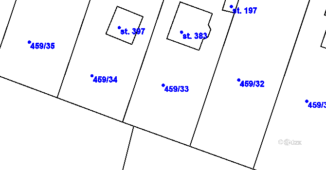 Parcela st. 459/33 v KÚ Horoušany, Katastrální mapa