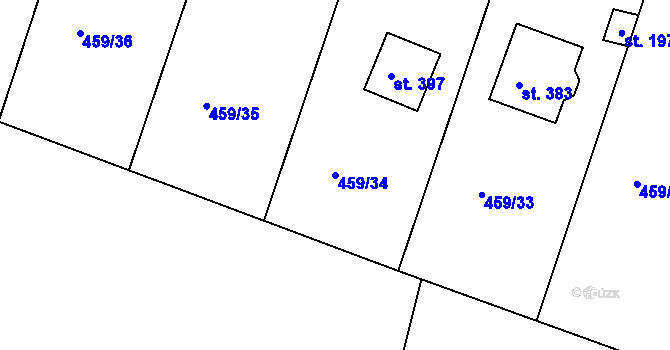 Parcela st. 459/34 v KÚ Horoušany, Katastrální mapa