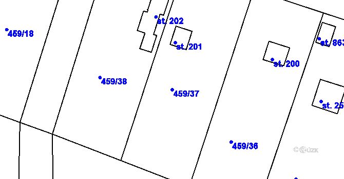 Parcela st. 459/37 v KÚ Horoušany, Katastrální mapa