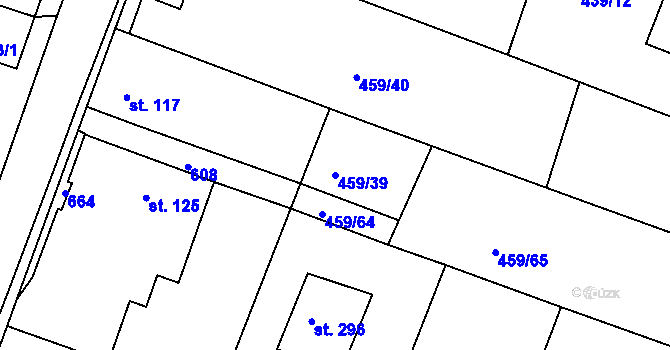 Parcela st. 459/39 v KÚ Horoušany, Katastrální mapa