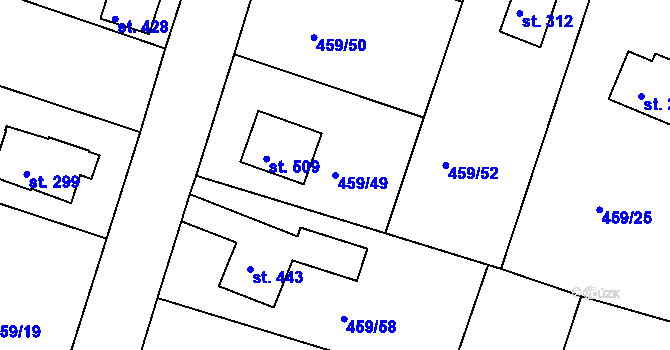 Parcela st. 459/49 v KÚ Horoušany, Katastrální mapa
