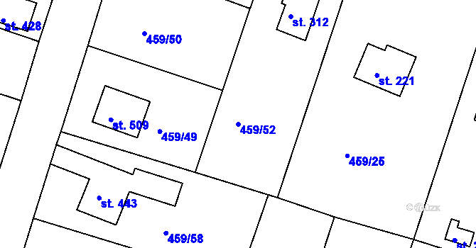 Parcela st. 459/52 v KÚ Horoušany, Katastrální mapa