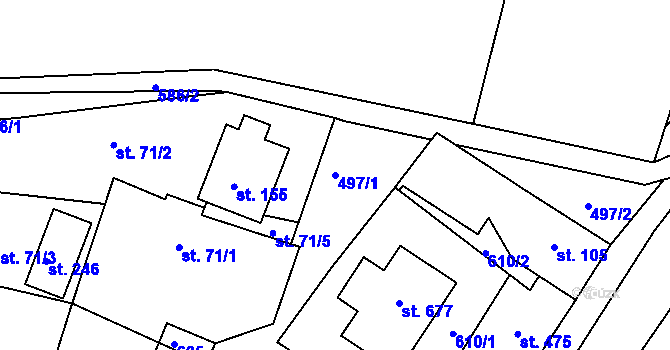 Parcela st. 497/1 v KÚ Horoušany, Katastrální mapa