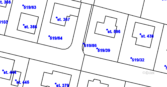 Parcela st. 519/86 v KÚ Horoušany, Katastrální mapa