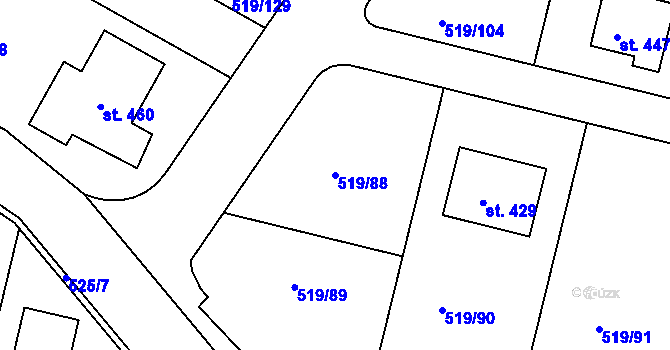 Parcela st. 519/88 v KÚ Horoušany, Katastrální mapa