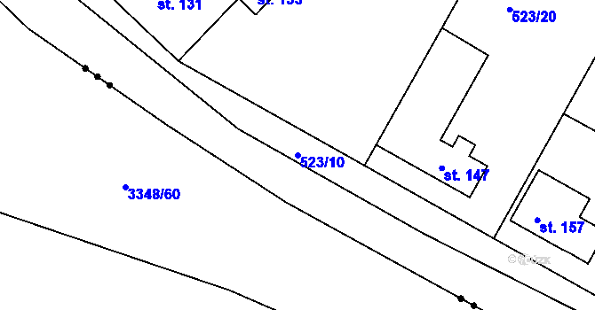 Parcela st. 523/10 v KÚ Horoušany, Katastrální mapa