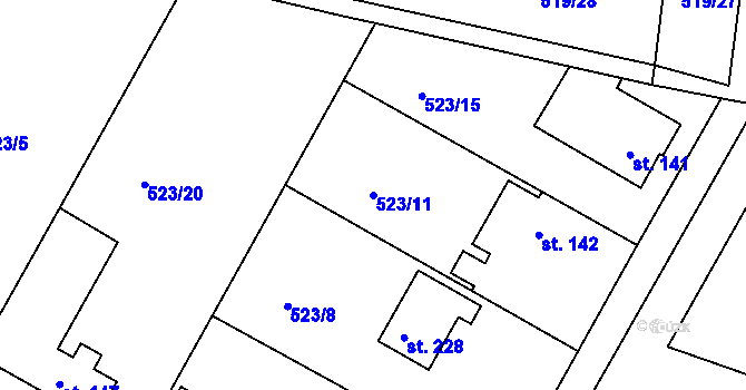 Parcela st. 523/11 v KÚ Horoušany, Katastrální mapa
