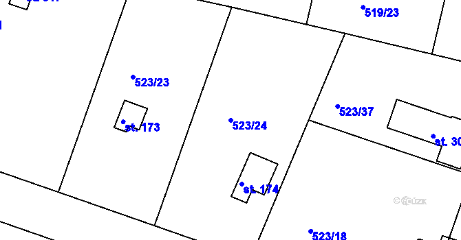 Parcela st. 523/24 v KÚ Horoušany, Katastrální mapa
