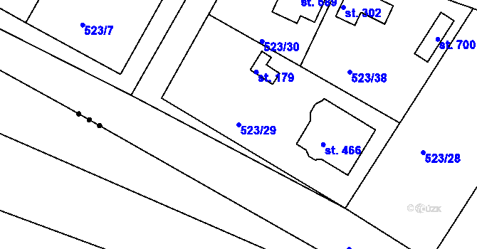 Parcela st. 523/29 v KÚ Horoušany, Katastrální mapa