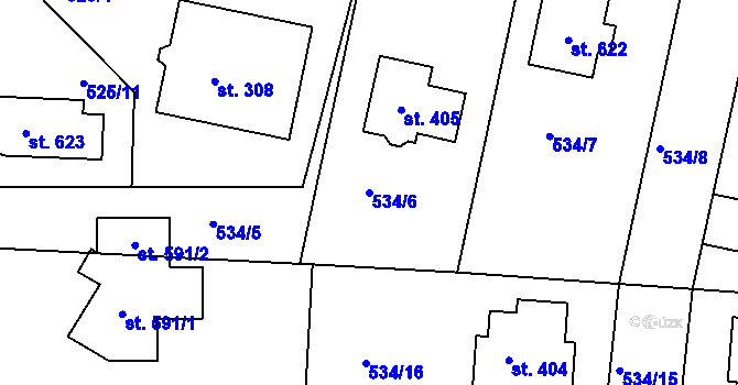 Parcela st. 534/6 v KÚ Horoušany, Katastrální mapa