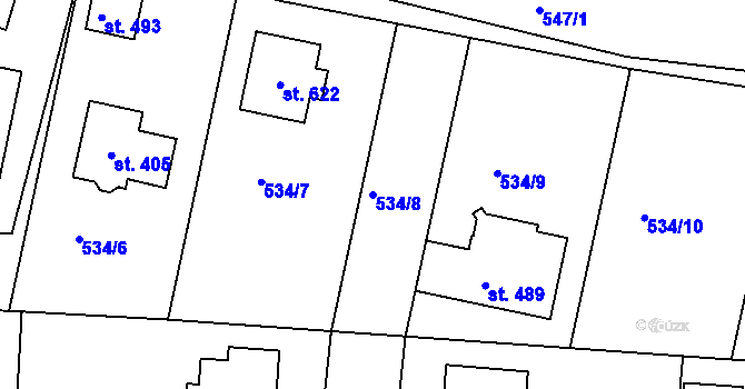 Parcela st. 534/8 v KÚ Horoušany, Katastrální mapa