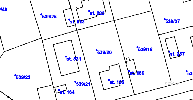 Parcela st. 539/20 v KÚ Horoušany, Katastrální mapa