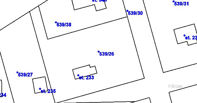 Parcela st. 539/26 v KÚ Horoušany, Katastrální mapa