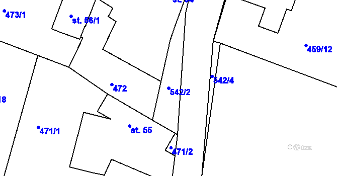 Parcela st. 542/2 v KÚ Horoušany, Katastrální mapa
