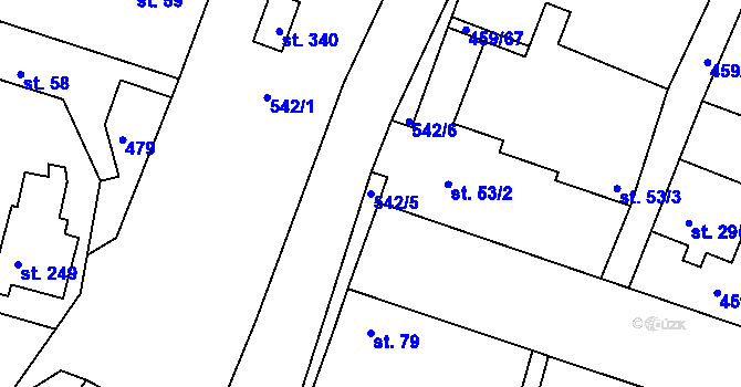 Parcela st. 542/5 v KÚ Horoušany, Katastrální mapa