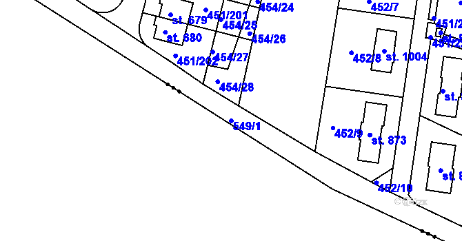 Parcela st. 549/1 v KÚ Horoušany, Katastrální mapa