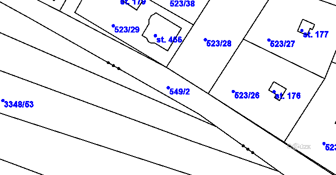 Parcela st. 549/2 v KÚ Horoušany, Katastrální mapa