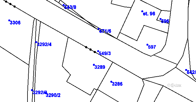 Parcela st. 549/3 v KÚ Horoušany, Katastrální mapa