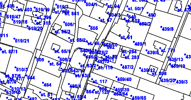 Parcela st. 578/2 v KÚ Horoušany, Katastrální mapa