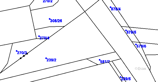 Parcela st. 581/3 v KÚ Horoušany, Katastrální mapa