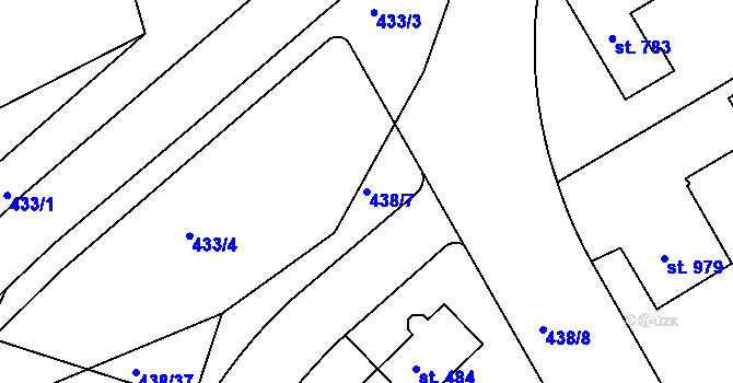 Parcela st. 438/7 v KÚ Horoušany, Katastrální mapa
