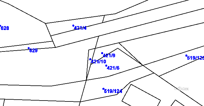 Parcela st. 421/9 v KÚ Horoušany, Katastrální mapa