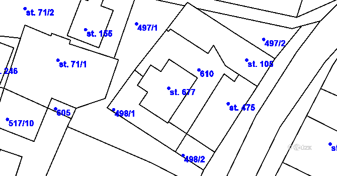 Parcela st. 677 v KÚ Horoušany, Katastrální mapa