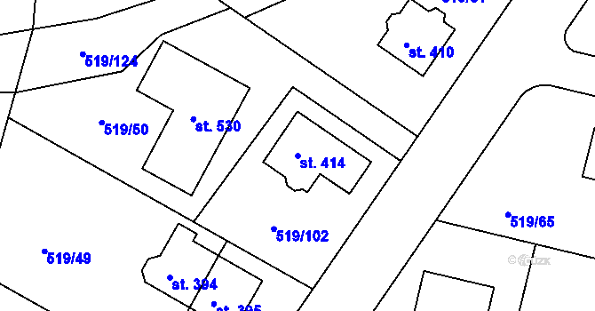 Parcela st. 414 v KÚ Horoušany, Katastrální mapa