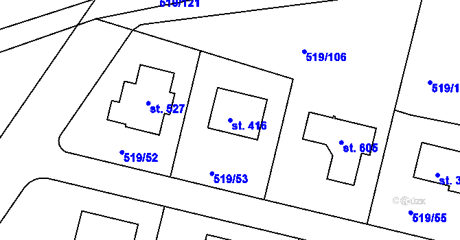 Parcela st. 416 v KÚ Horoušany, Katastrální mapa