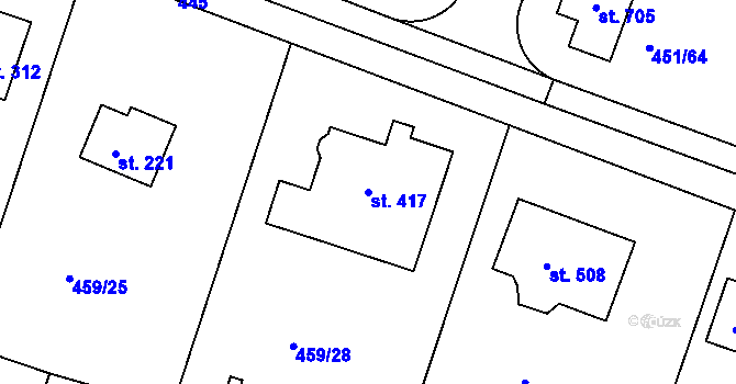 Parcela st. 417 v KÚ Horoušany, Katastrální mapa