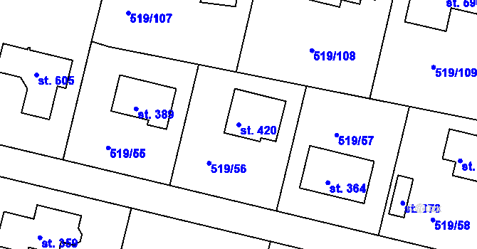 Parcela st. 420 v KÚ Horoušany, Katastrální mapa