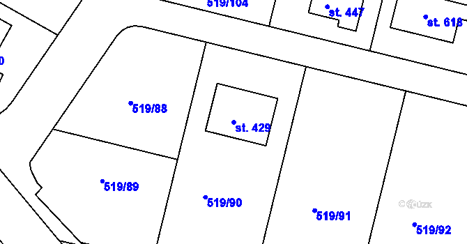 Parcela st. 429 v KÚ Horoušany, Katastrální mapa
