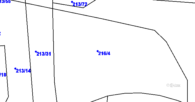 Parcela st. 216/4 v KÚ Horoušany, Katastrální mapa