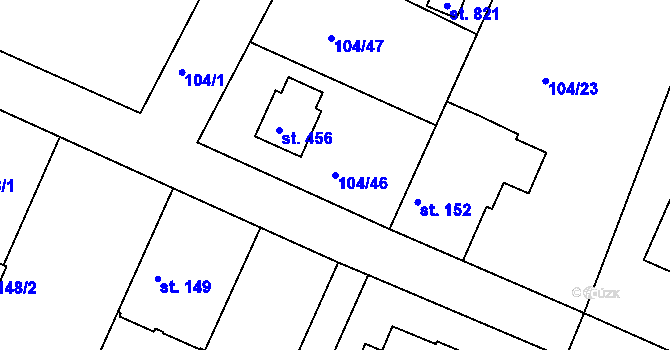 Parcela st. 104/46 v KÚ Horoušany, Katastrální mapa
