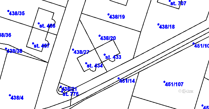 Parcela st. 433 v KÚ Horoušany, Katastrální mapa