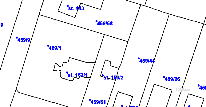 Parcela st. 459/62 v KÚ Horoušany, Katastrální mapa