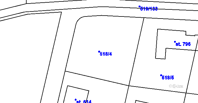 Parcela st. 518/4 v KÚ Horoušany, Katastrální mapa