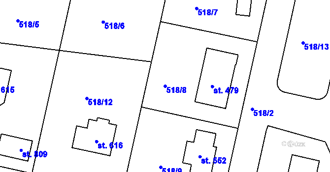 Parcela st. 518/8 v KÚ Horoušany, Katastrální mapa