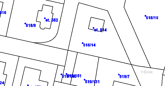 Parcela st. 518/14 v KÚ Horoušany, Katastrální mapa