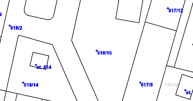 Parcela st. 518/15 v KÚ Horoušany, Katastrální mapa