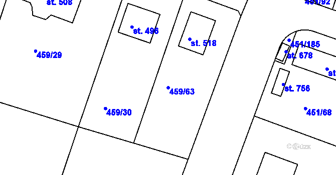 Parcela st. 459/63 v KÚ Horoušany, Katastrální mapa