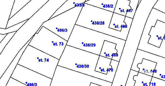Parcela st. 438/29 v KÚ Horoušany, Katastrální mapa